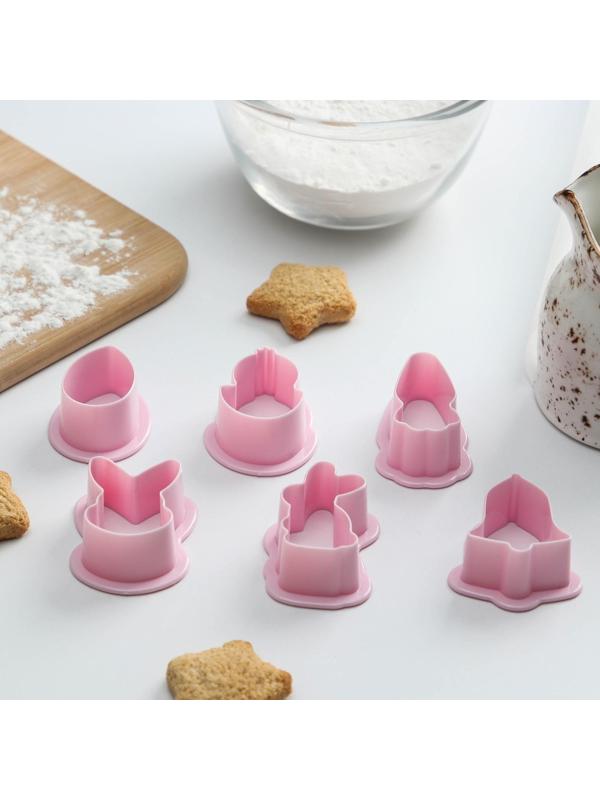 Набор форм для печенья Доляна «Пасхальный», 6 шт, 8×7×2 см, цвет розовый