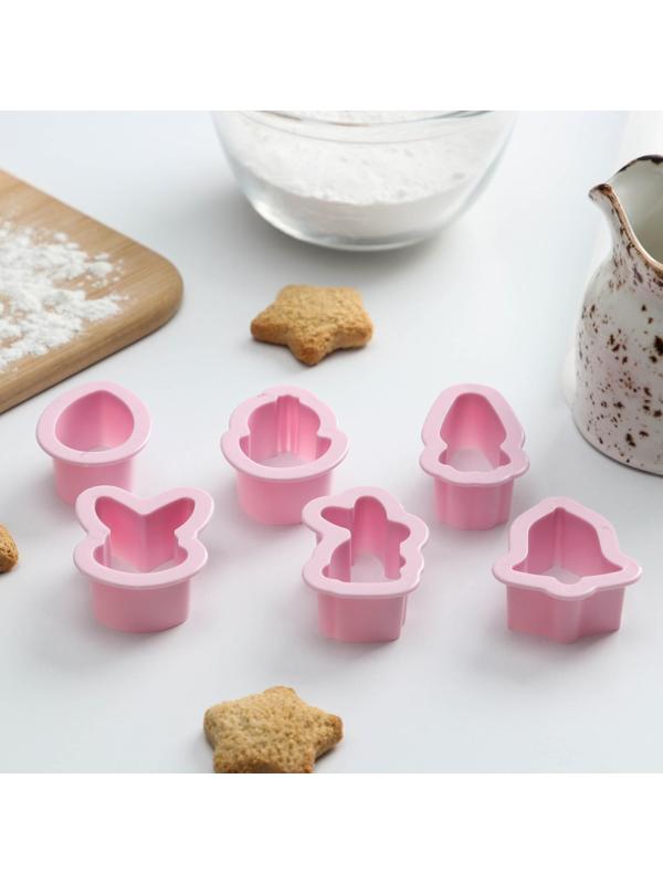 Набор форм для печенья Доляна «Пасхальный», 6 шт, 8×7×2 см, цвет розовый