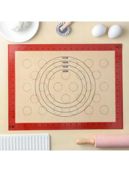 Силиконовый коврик армированный двусторонний с разлиновкой «Пекарь», 30×40 см