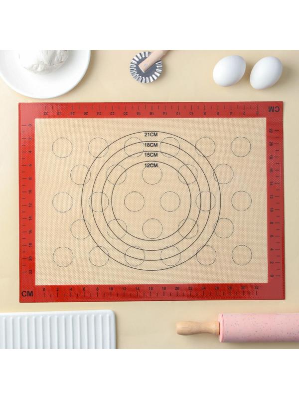 Силиконовый коврик армированный двусторонний с разлиновкой «Пекарь», 30×40 см