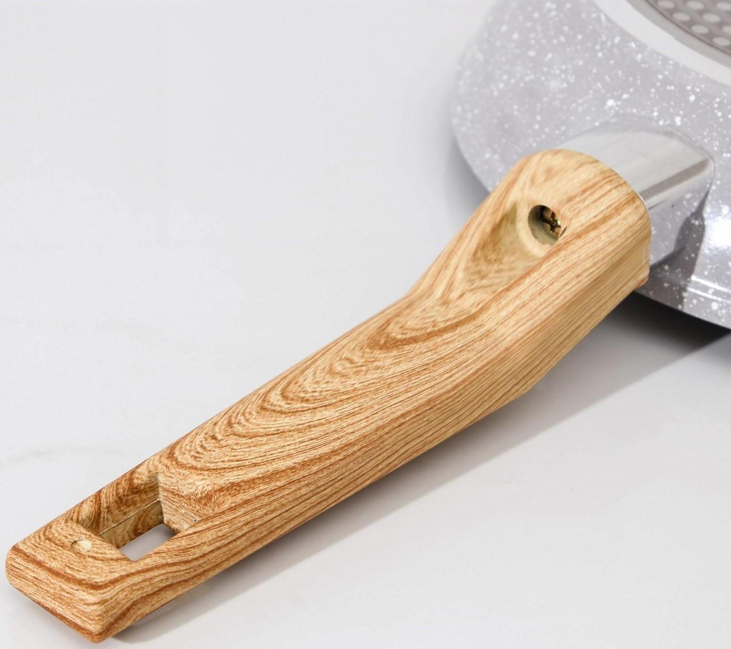 Сковорода кованая Magistro Natural, d=22 см, ручка soft-touch, антипригарное покрытие, индукция, цвет серый