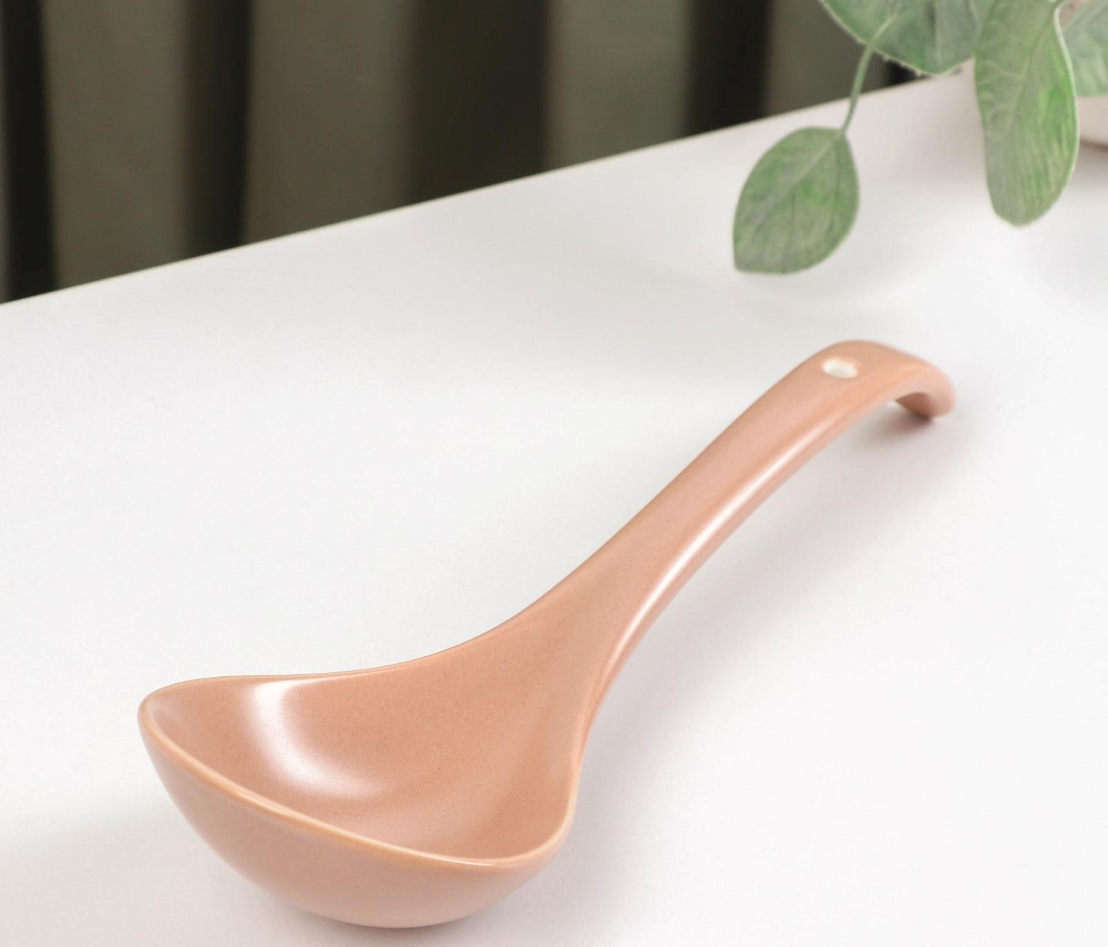 Ложка керамическая для салата «Крем», 22,2×6,8×4,5 см, цвет розовый