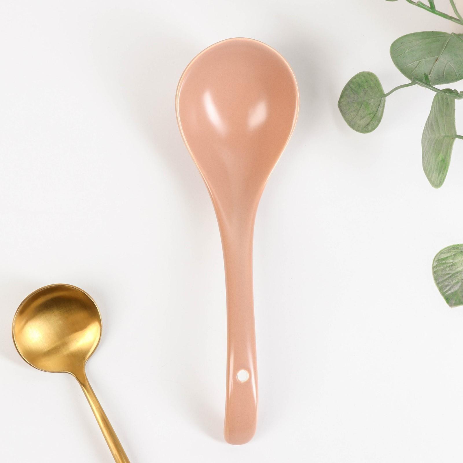 Ложка керамическая для салата «Крем», 22,2×6,8×4,5 см, цвет розовый