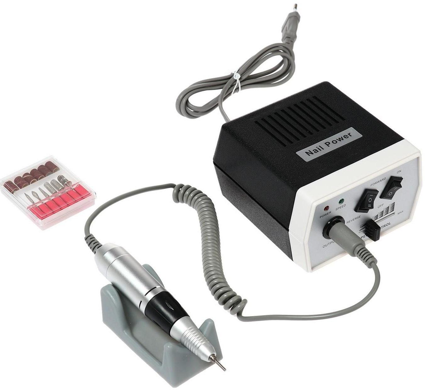 Аппарат для маникюра LuazON LMH-03, 6 насадок, 35 Вт, до 30000 об/мин, бело-чёрная