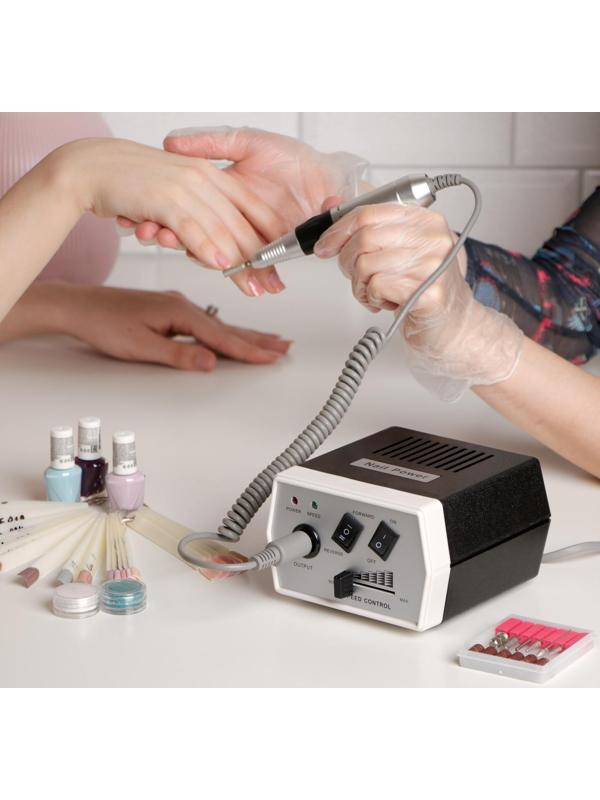 Аппарат для маникюра LuazON LMH-03, 6 насадок, 35 Вт, до 30000 об/мин, бело-чёрная