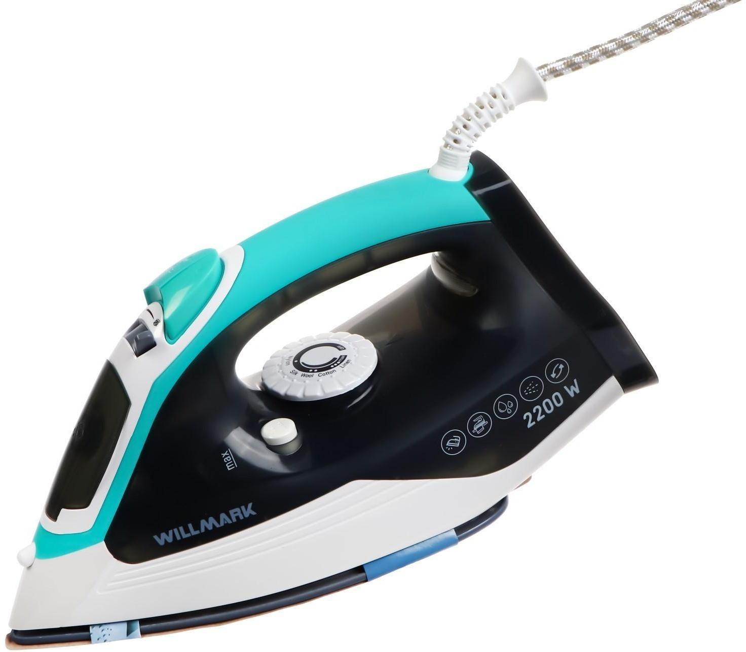 Утюг WILLMARK SI-2280CS, 2200 Вт, керамическая подошва, 250 мл, серо-зеленый