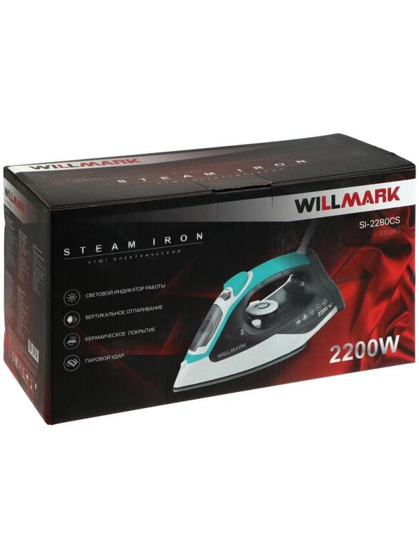 Утюг WILLMARK SI-2280CS, 2200 Вт, керамическая подошва, 250 мл, серо-зеленый