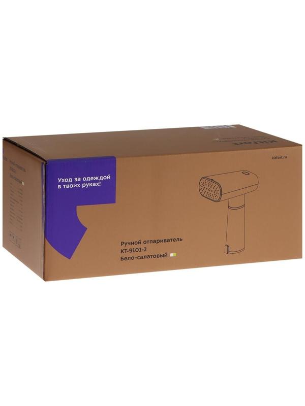 Отпариватель Kitfort КТ-9101-2, ручной, 1000 Вт, 150 мл, 18г/мин, шнур 1.8 м, бело-зеленый