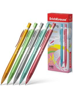 Карандаш механический НВ, 0.7 мм, ErichKrause Spring, с ластиком, МИКС