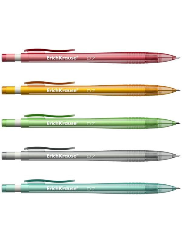 Карандаш механический НВ, 0.7 мм, ErichKrause Spring, с ластиком, МИКС
