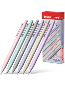 Карандаш механический НВ, 0.5 мм, ErichKrause Trio Pastel, с ластиком, МИКС