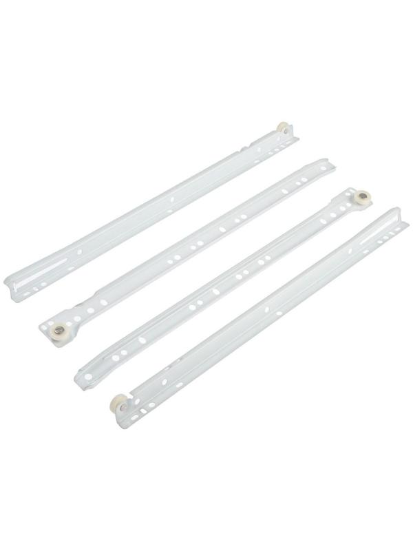 Роликовые направляющие ТУНДРА, L=400 мм, толщина 0,8 мм, белые, 2 шт.