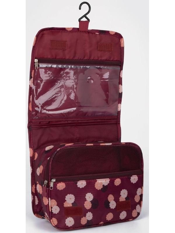 Косметичка-несессер на молнии, с крючком, цвет бордовый