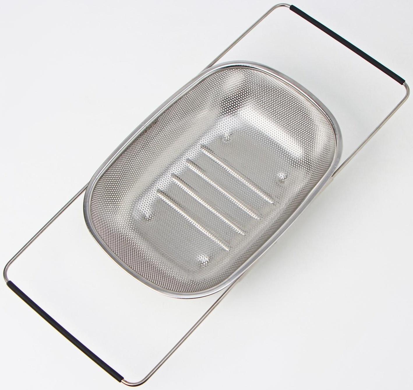 Дуршлаг-сито из нержавеющей стали на раковину, 34,5×24×7,5 см, раздвижное