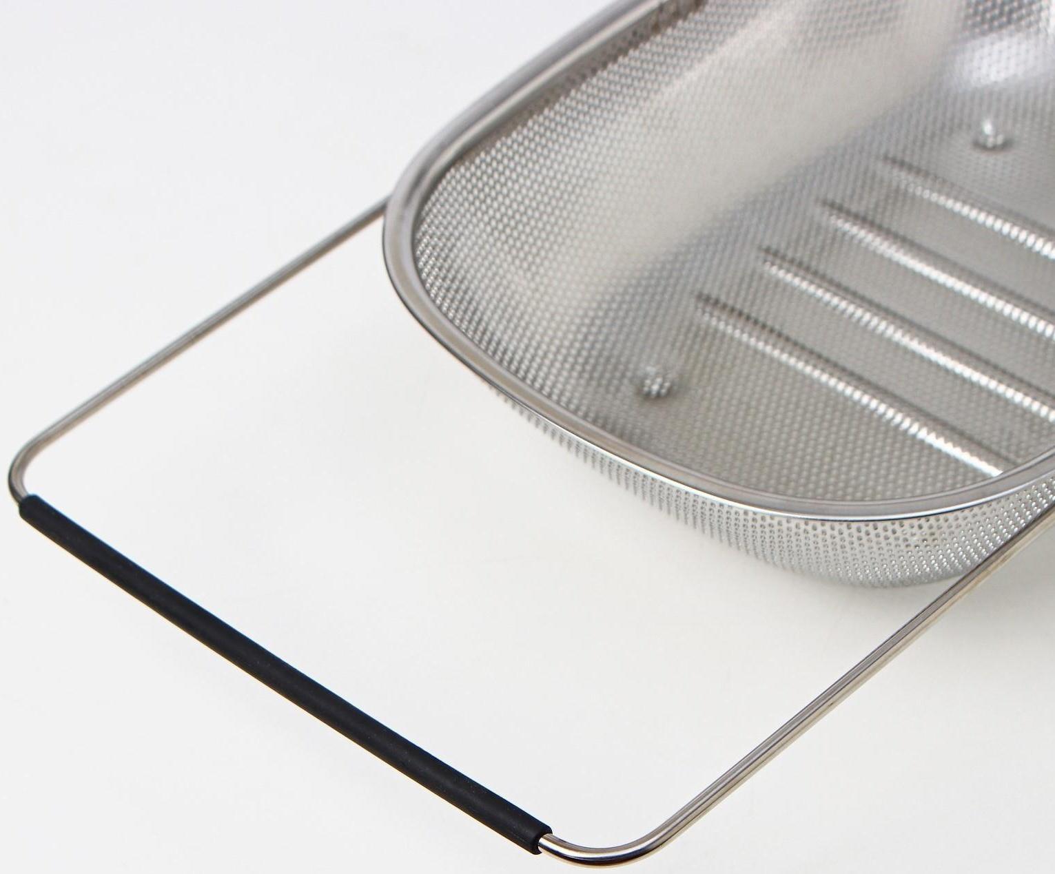 Дуршлаг-сито из нержавеющей стали на раковину, 34,5×24×7,5 см, раздвижное