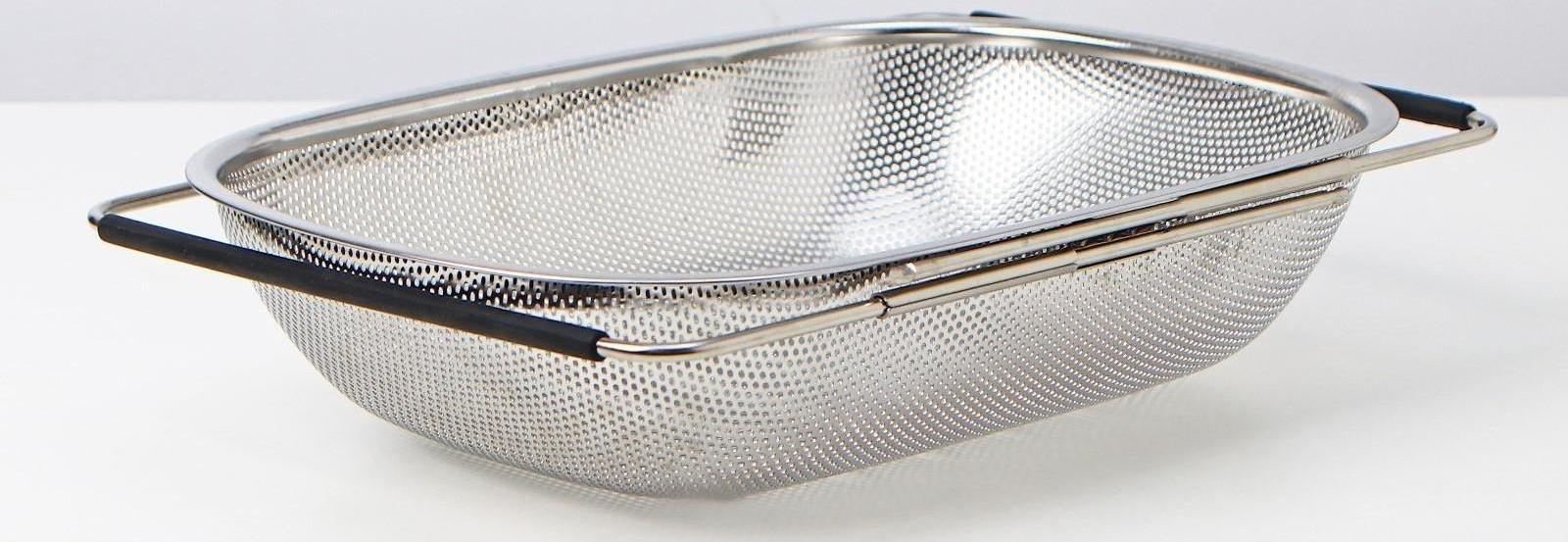 Дуршлаг-сито из нержавеющей стали на раковину, 34,5×24×7,5 см, раздвижное