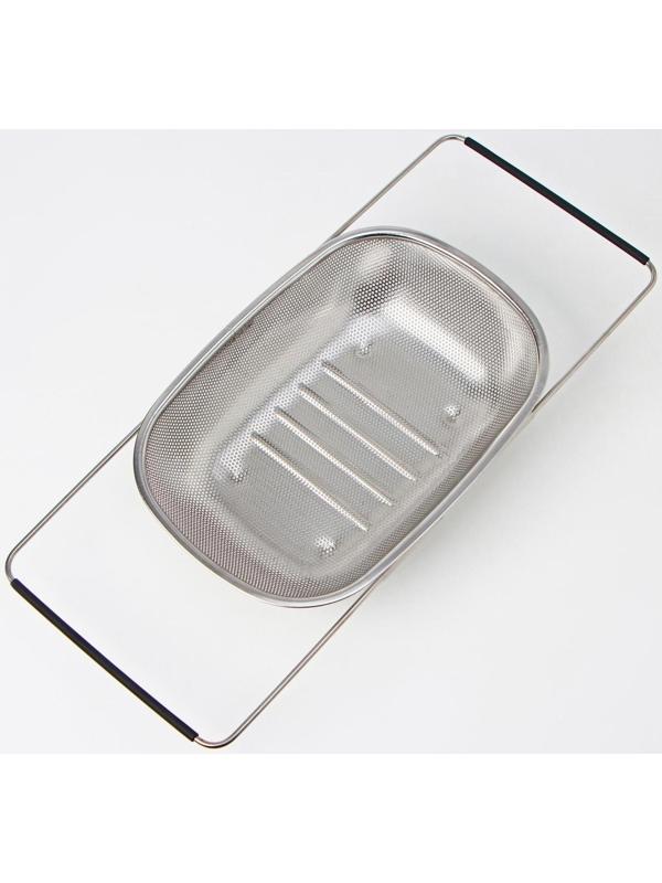 Дуршлаг-сито из нержавеющей стали на раковину, 34,5×24×7,5 см, раздвижное