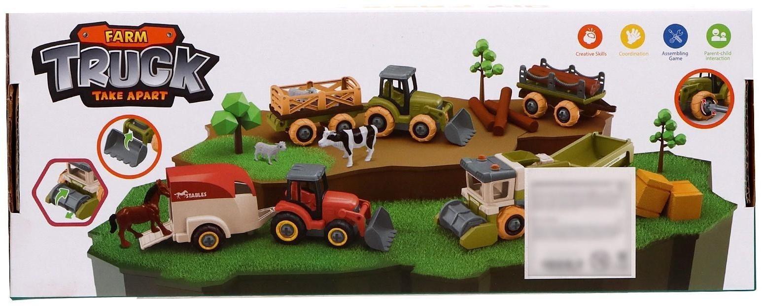 Конструктор винтовой «Комбайн с прицепом», с отвёрткой