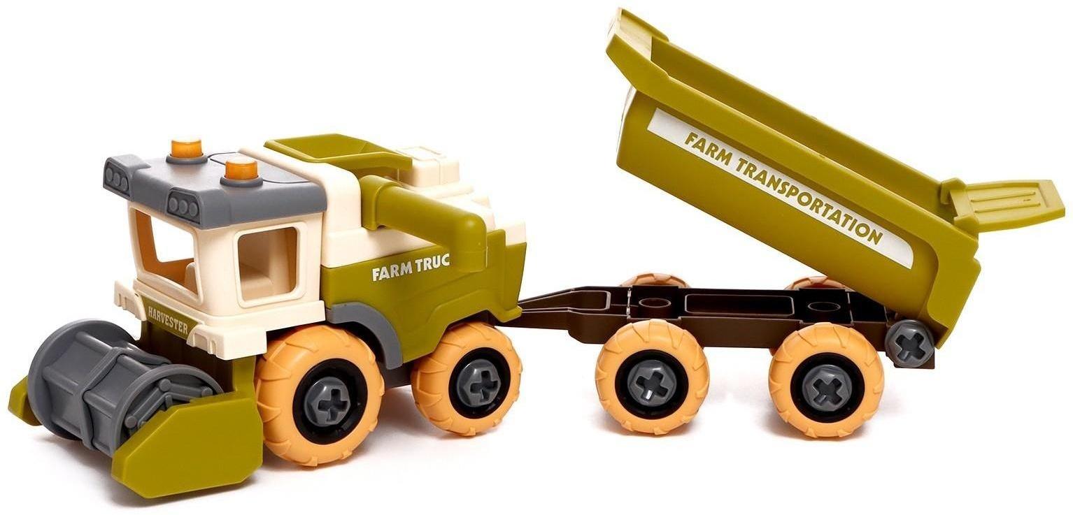 Конструктор винтовой «Комбайн с прицепом», с отвёрткой