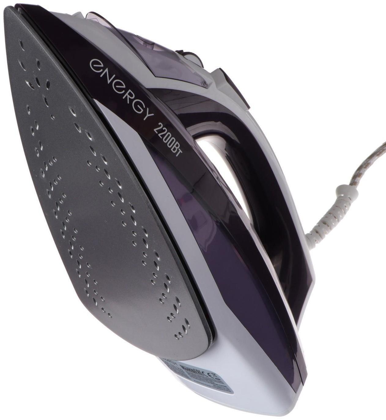 Утюг ENERGY EN-344, 2200 Вт, тефлоновая подошва, пар, спрей, пар.удар, самооч., фиолетовый