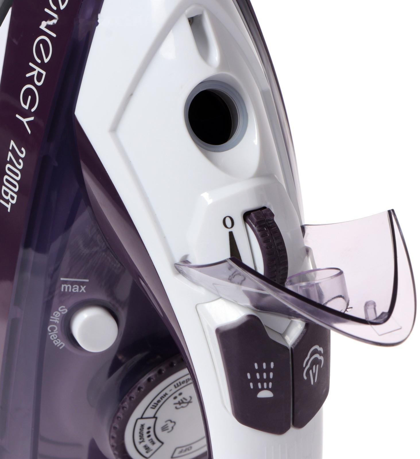 Утюг ENERGY EN-344, 2200 Вт, тефлоновая подошва, пар, спрей, пар.удар, самооч., фиолетовый