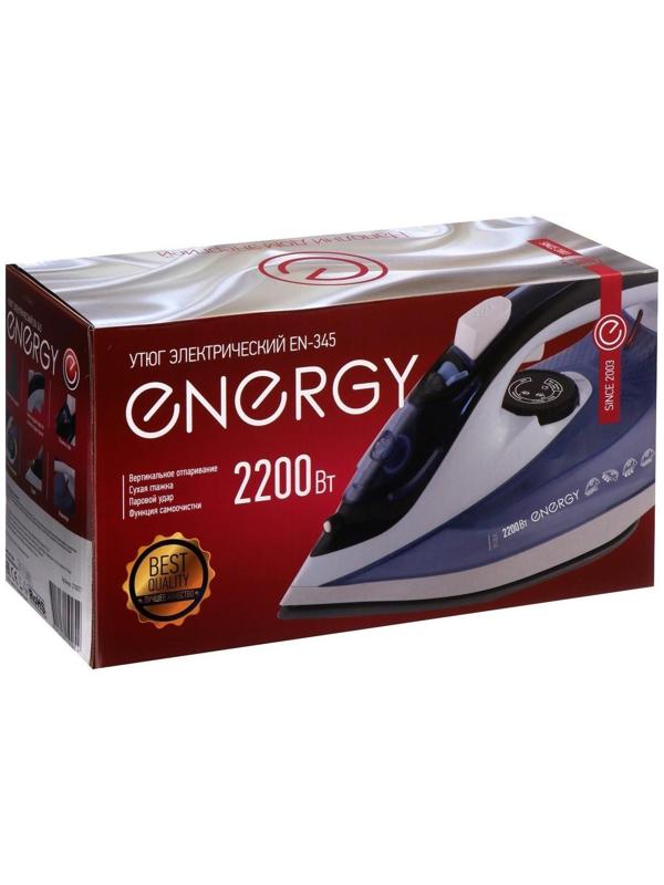 Утюг ENERGY EN-345, 2200 Вт, керамическая подошва, пар, спрей, пар.удар, самоочистка, синий