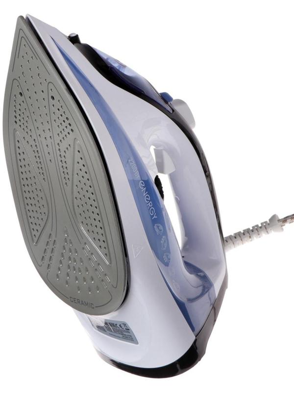 Утюг ENERGY EN-345, 2200 Вт, керамическая подошва, пар, спрей, пар.удар, самоочистка, синий
