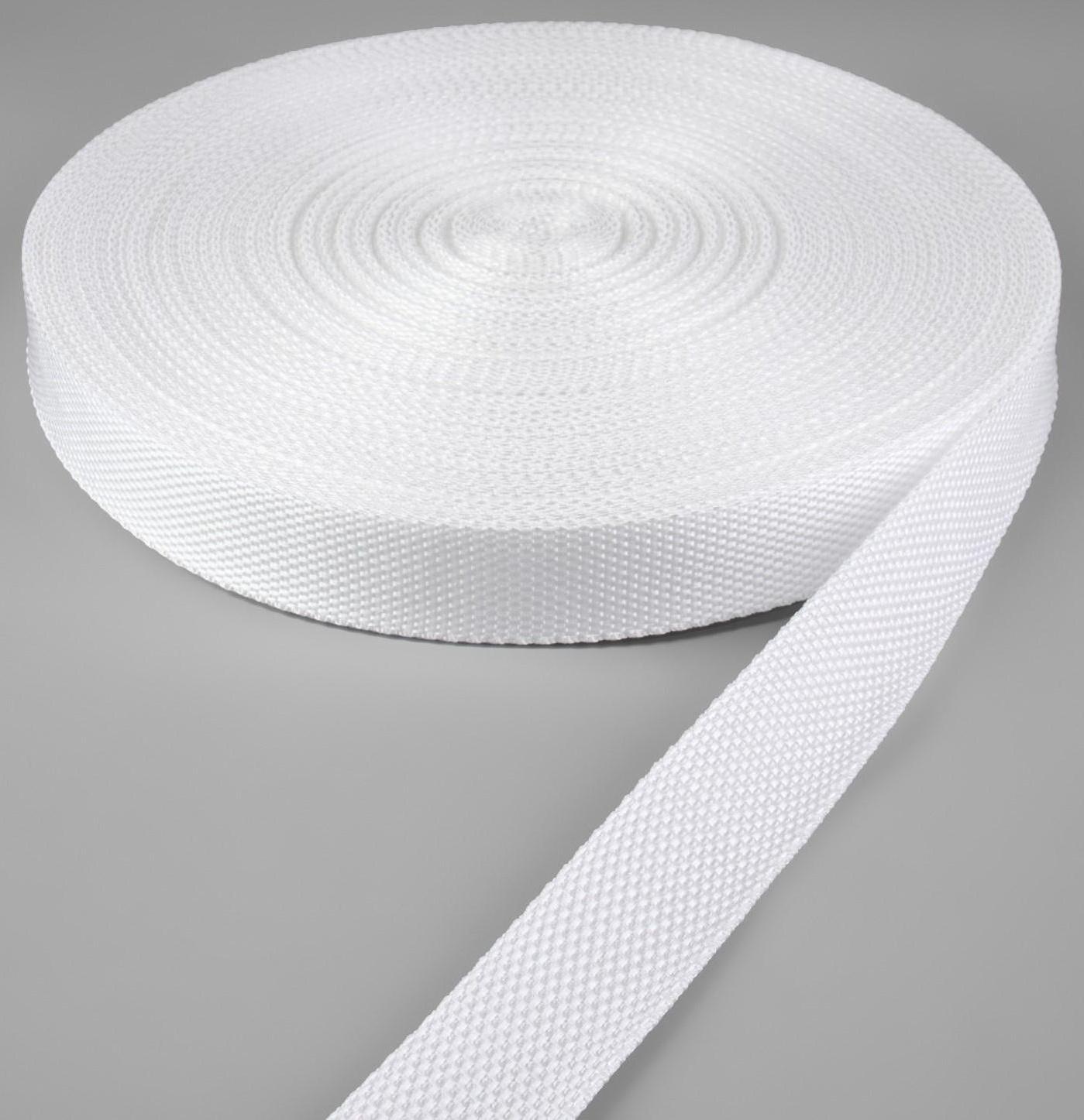Стропа ременная, 25 мм, 50 ± 1 м, плотность 7,6 гр/м, цвет белый №3