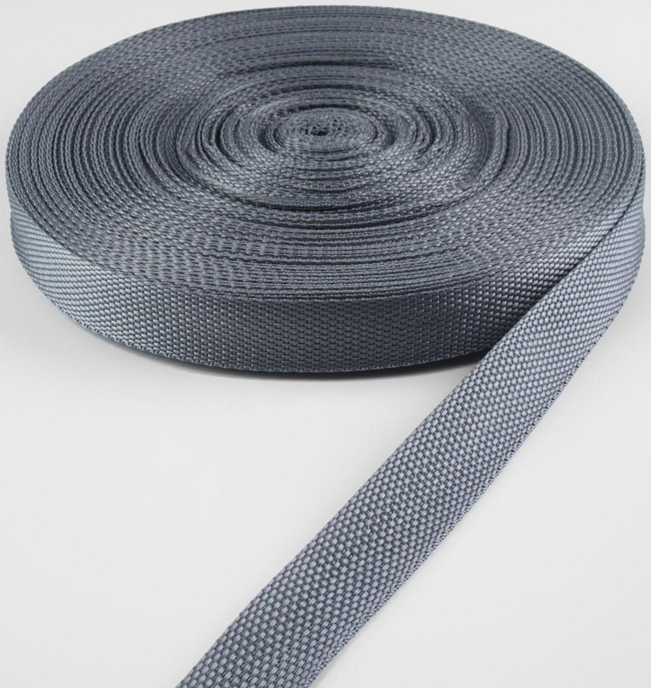 Стропа ременная, 25 мм, 50 ± 1 м, плотность 7,6 гр/м, цвет серый №19