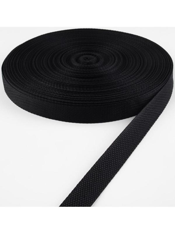 Стропа ременная, 20 мм, 50 ± 1 м, плотность 6,3 гр/м, цвет чёрный