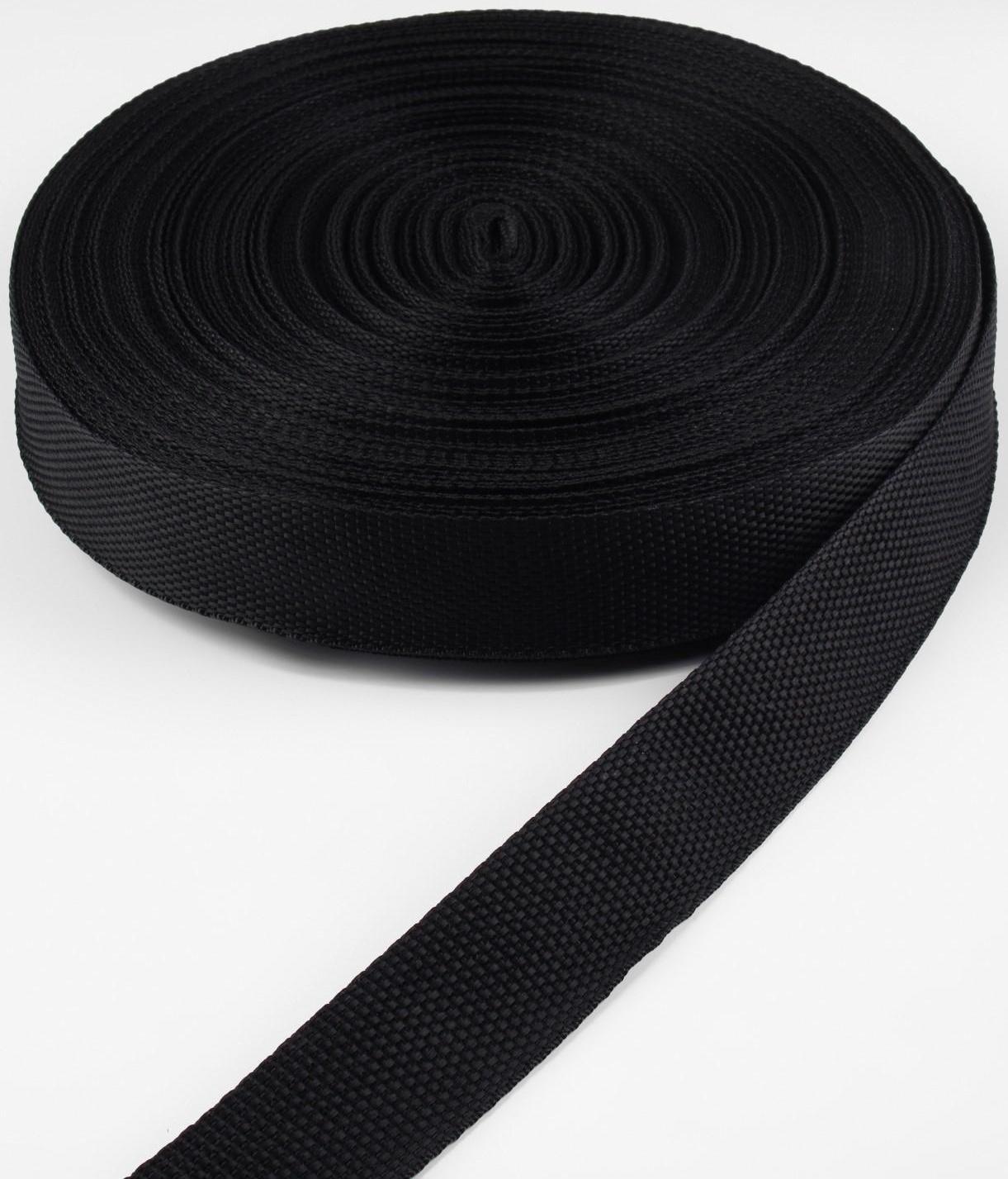 Стропа ременная, 30 мм, 50 ± 1 м, плотность 9,6 гр/м, цвет чёрный