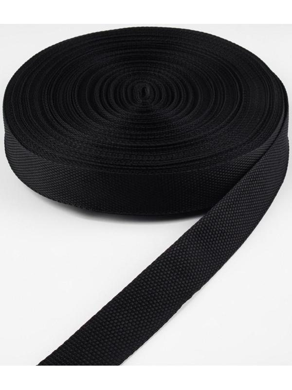 Стропа ременная, 30 мм, 50 ± 1 м, плотность 9,6 гр/м, цвет чёрный