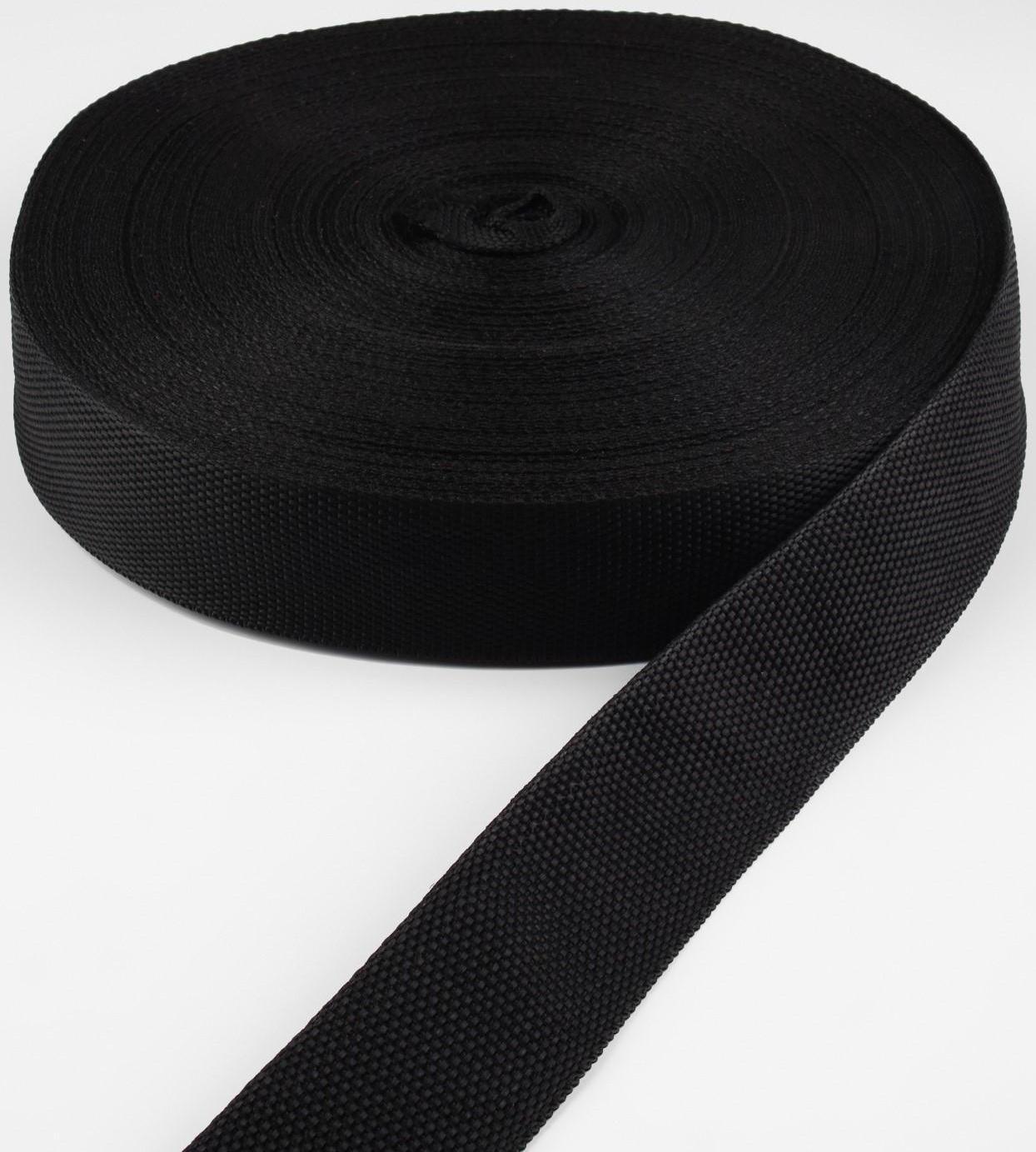 Стропа ременная, 40 мм, 50 ± 1 м, плотность 11,8 гр/м, цвет чёрный
