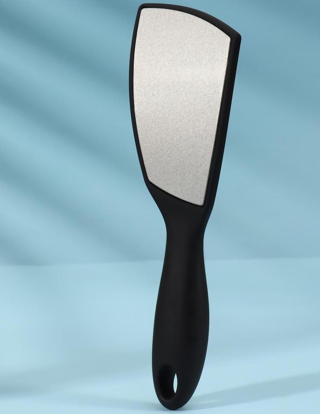 Тёрка для ног, лазерная, двусторонняя, прорезиненная ручка, 23,5 см, цвет чёрный