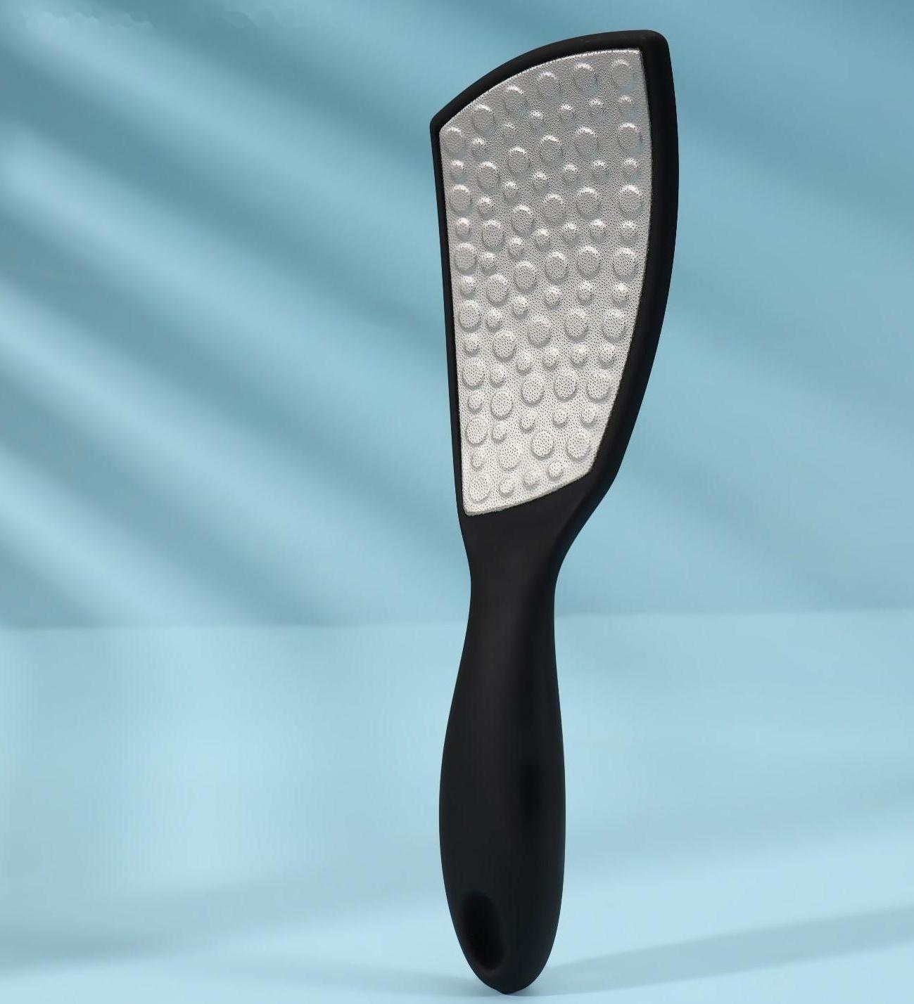 Тёрка для ног, лазерная, двусторонняя, прорезиненная ручка, 23,5 см, цвет чёрный