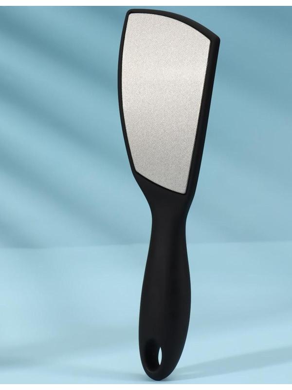 Тёрка для ног, лазерная, двусторонняя, прорезиненная ручка, 23,5 см, цвет чёрный