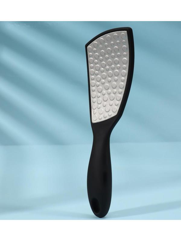 Тёрка для ног, лазерная, двусторонняя, прорезиненная ручка, 23,5 см, цвет чёрный