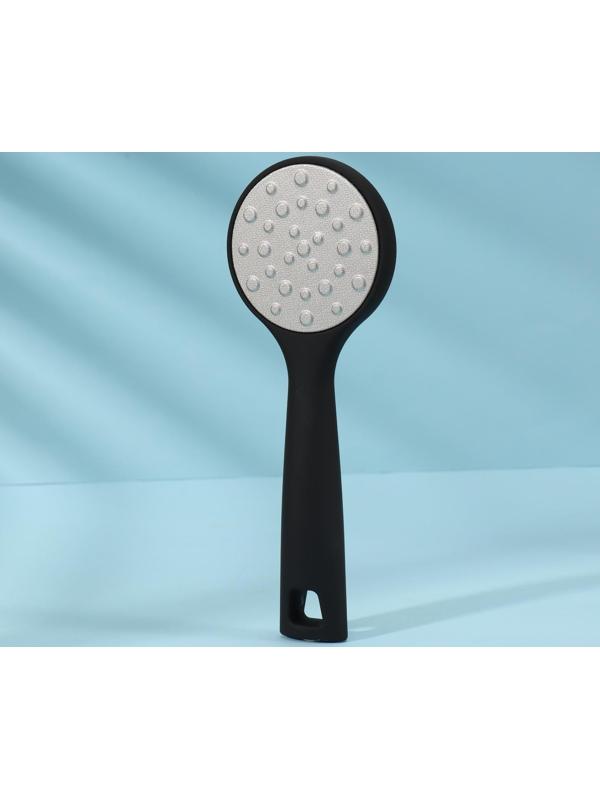 Тёрка для ног, лазерная, двусторонняя, прорезиненнная ручка, 20 см, цвет чёрный