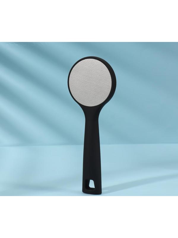 Тёрка для ног, лазерная, двусторонняя, прорезиненнная ручка, 20 см, цвет чёрный