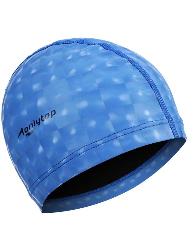 Шапочка для плавания взрослая, тканевая, обхват 54-60 см, цвет синий