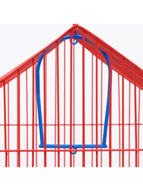 Клетка для птиц большая, крыша-домик (с наполнением), 35 х 28 х 55 см, синий