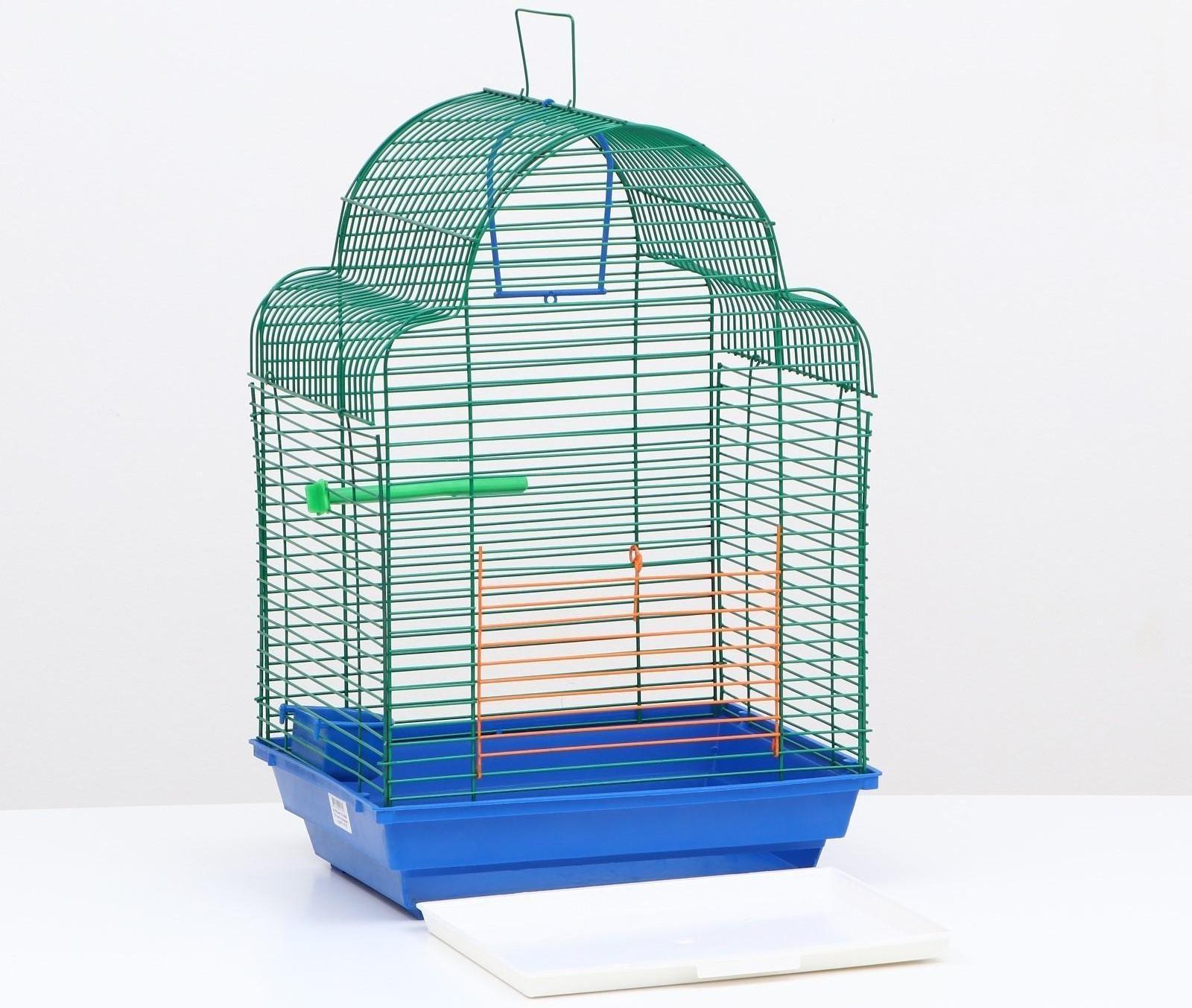 Клетка для птиц (с наполнением), 35 х 28 х 52 см, синий