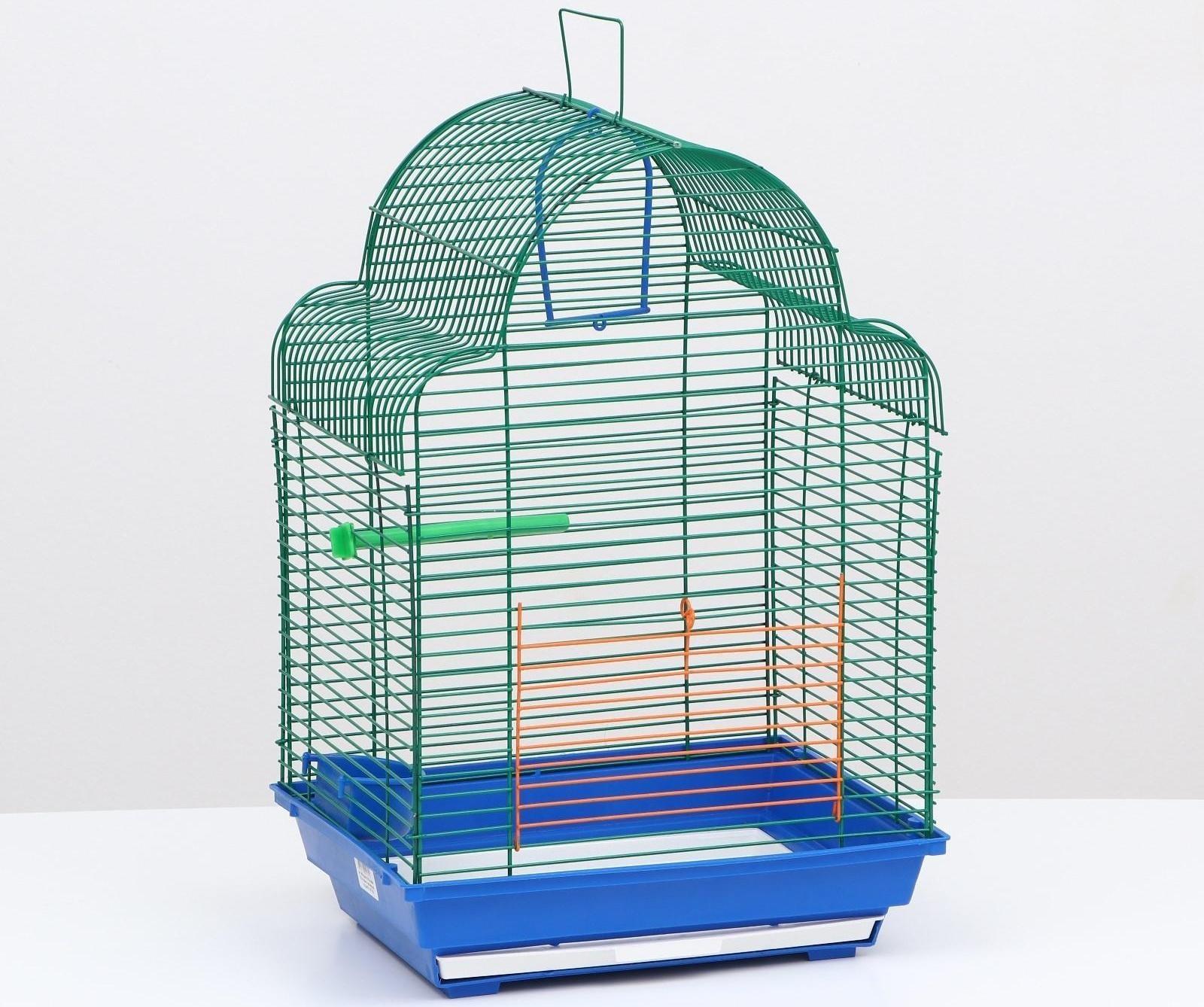 Клетка для птиц (с наполнением), 35 х 28 х 52 см, синий