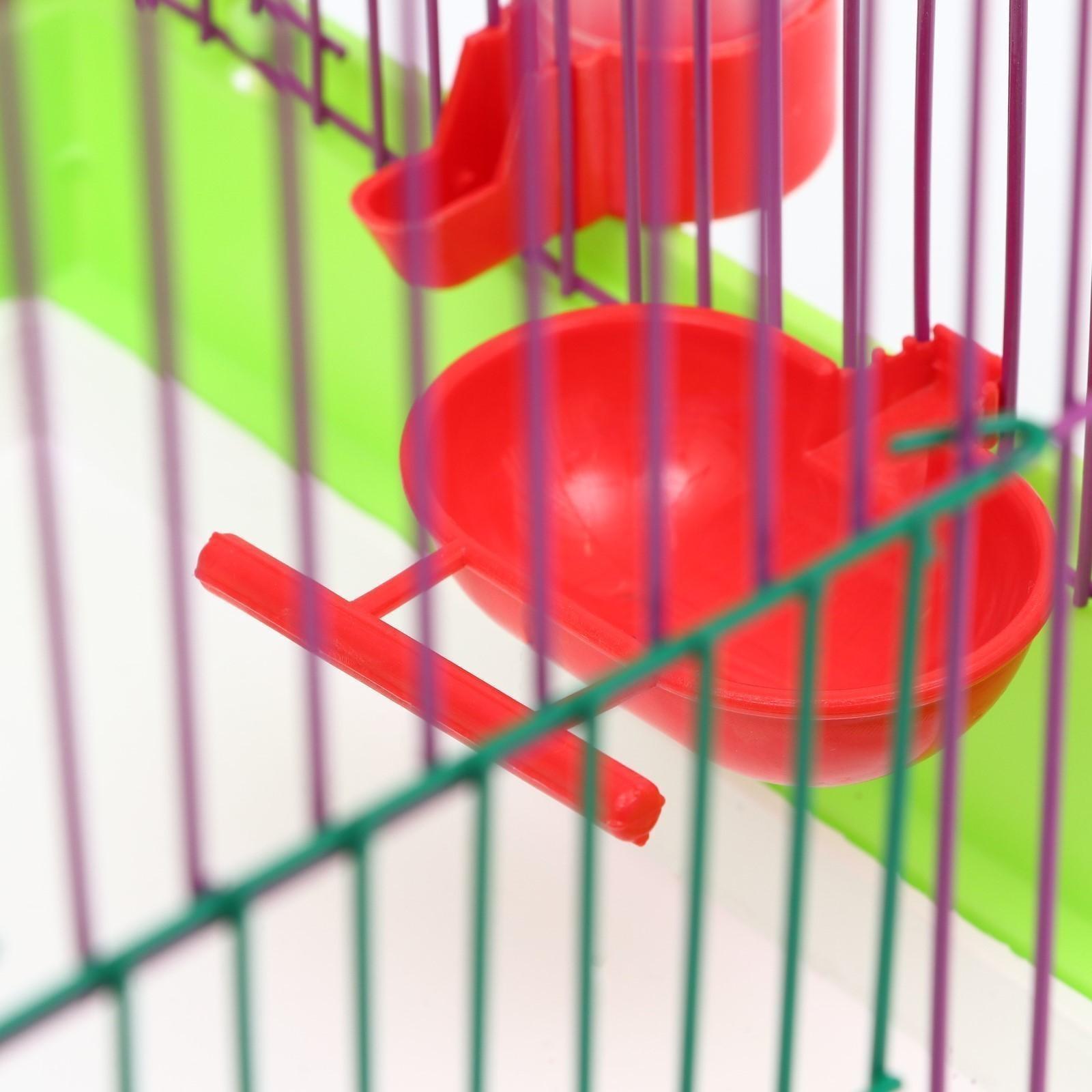 Клетка для птиц малая, полукруглая, с наполнением, 34 х 27 х 34 зеленый