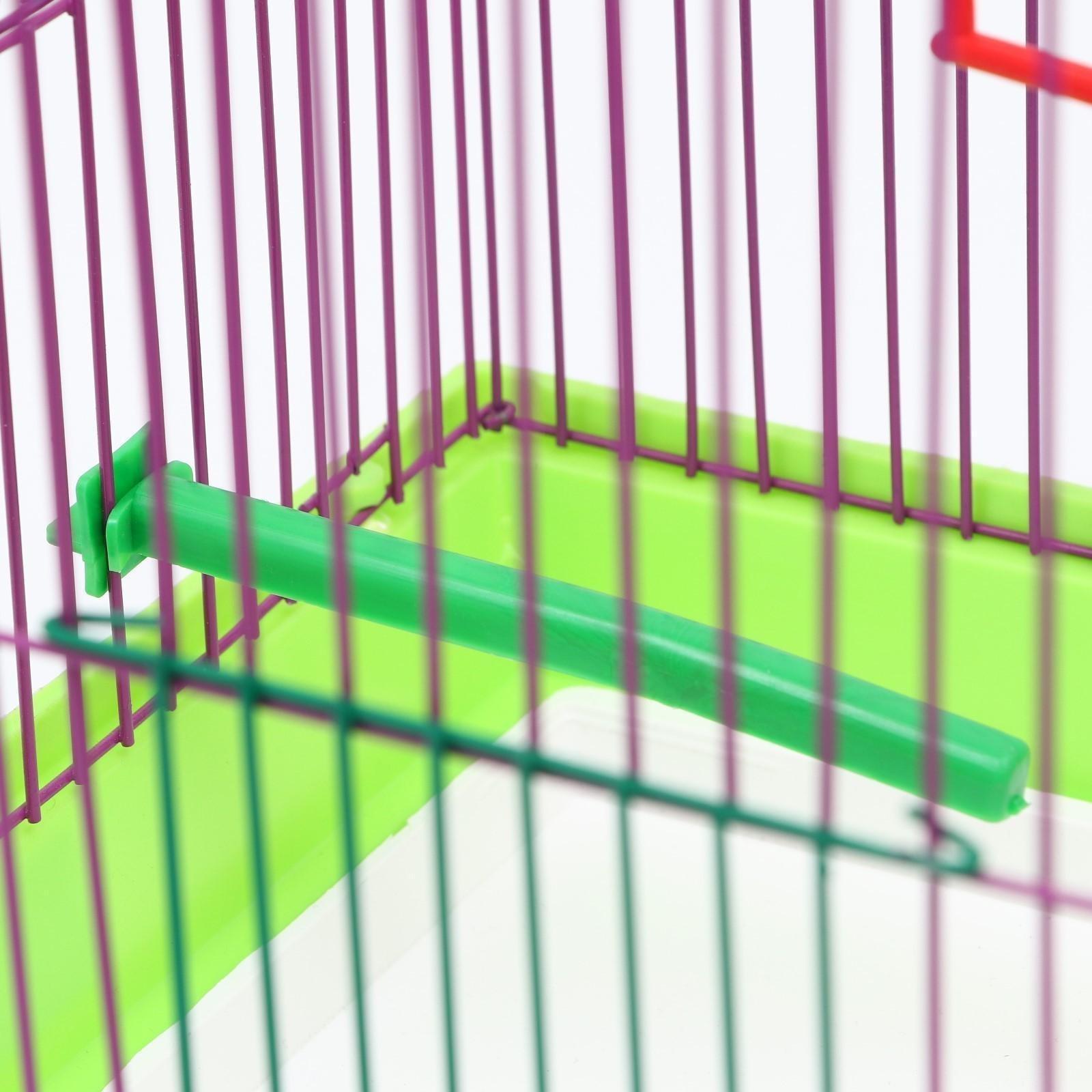 Клетка для птиц малая, полукруглая, с наполнением, 34 х 27 х 34 зеленый