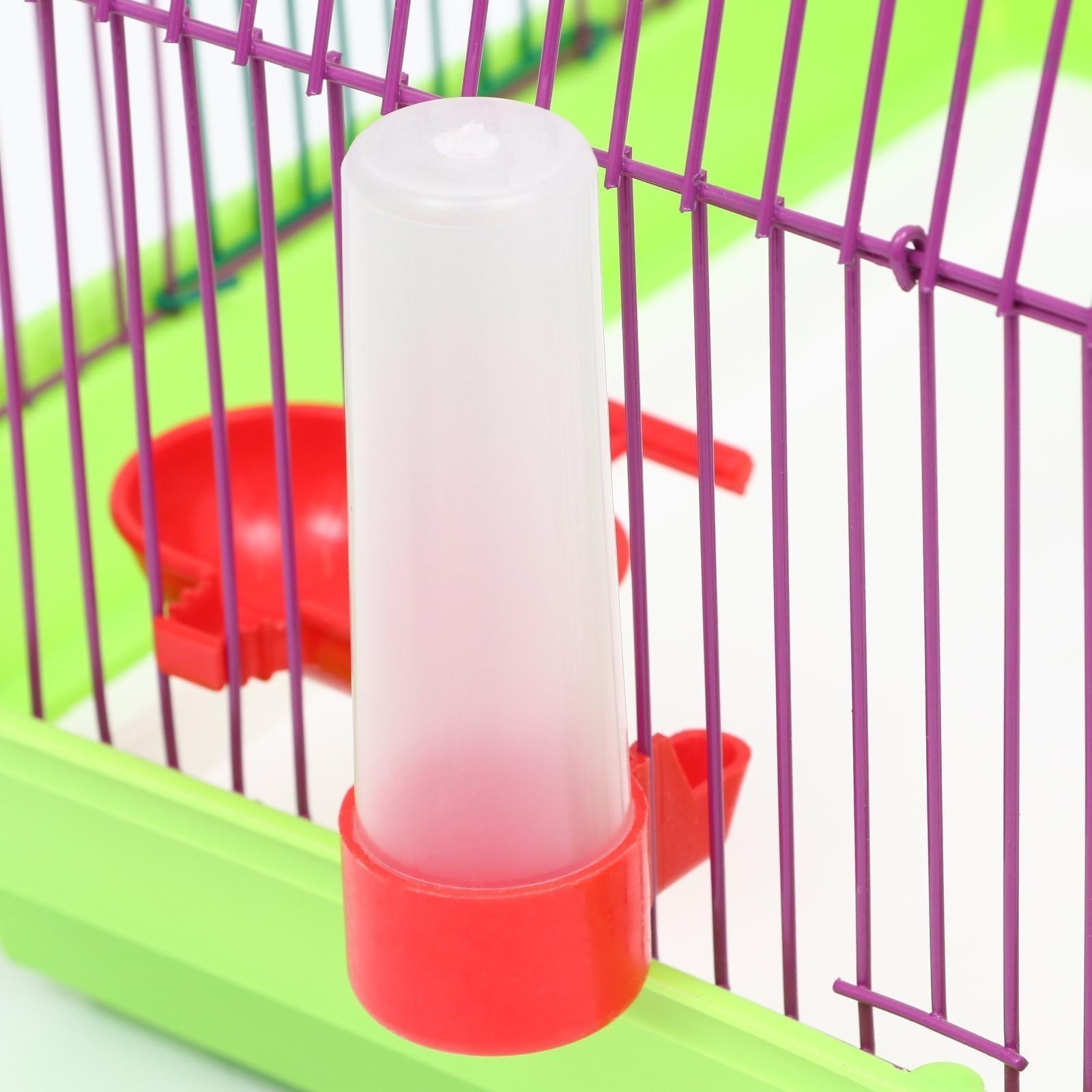 Клетка для птиц малая, полукруглая, с наполнением, 34 х 27 х 34 зеленый