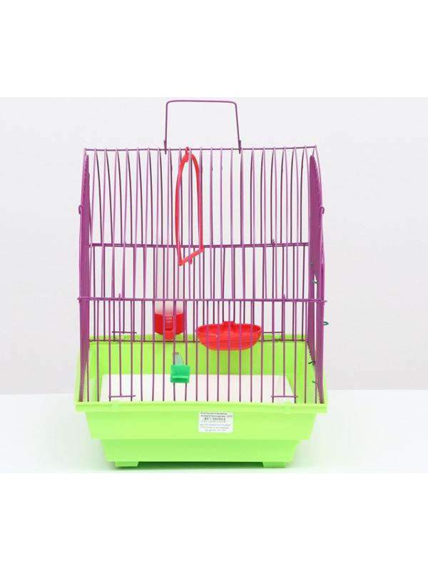 Клетка для птиц малая, полукруглая, с наполнением, 34 х 27 х 34 зеленый