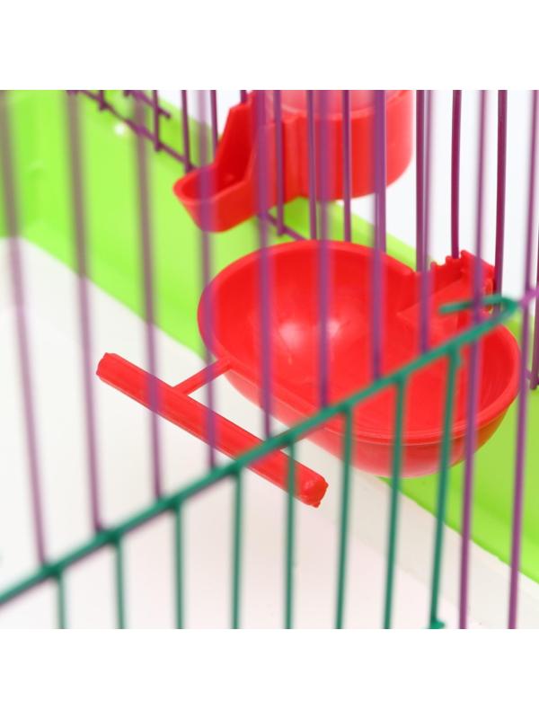 Клетка для птиц малая, полукруглая, с наполнением, 34 х 27 х 34 зеленый