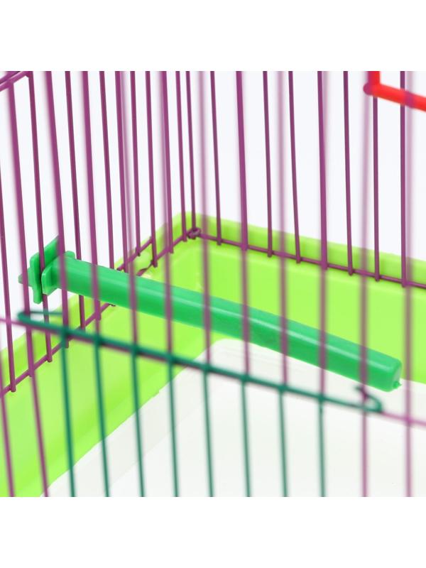 Клетка для птиц малая, полукруглая, с наполнением, 34 х 27 х 34 зеленый