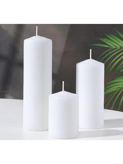 Набор свечей - цилиндров 3в1 (6х14 см, 6х19 см, 6х8,5 см), белый